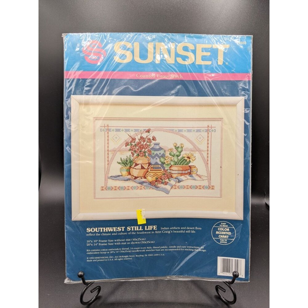 Counted Cross Stitch Kit #13550 Southwest Still Life VTG 1992 Sunset 16"x10"